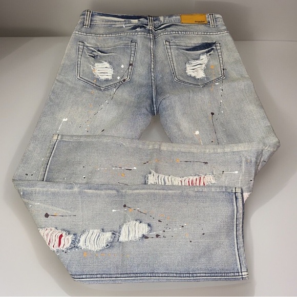 EUC: Men’s COTTON FARM Los Angeles Distressed/Paint Splash Denim Jeans - Picture 4 of 8